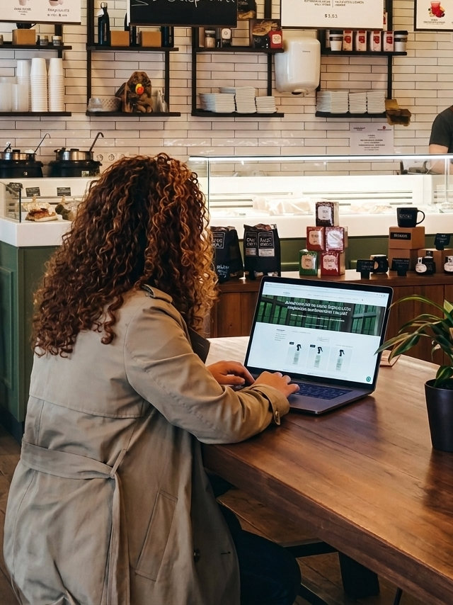 mujer-cabello-rizado-trabajando-laptop-cafeteria